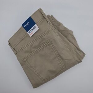 Old Navy Chino Pants Mens 33x32 Straight Leg  Khaki New Built-In Tough Cotton